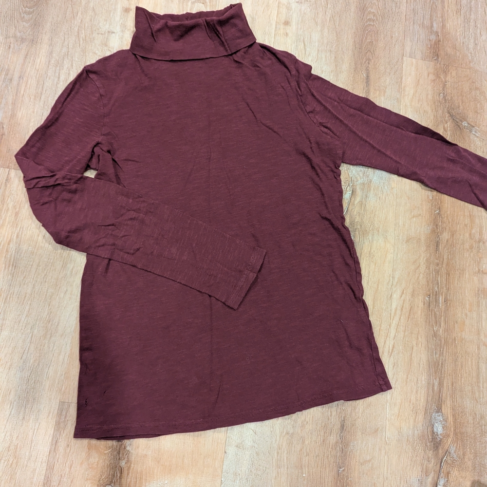 Pact Maroon Long Sleeve Turtleneck Top